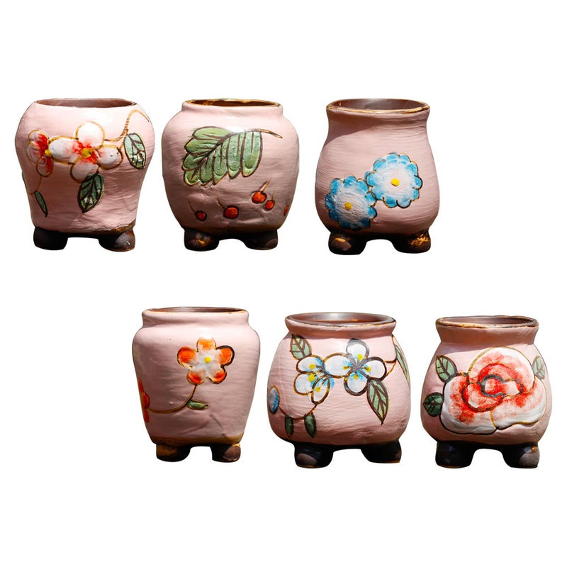 6Pcs Hand-painted Flowerpot Green Plants Flowerpot Gardening Supply - Image 1