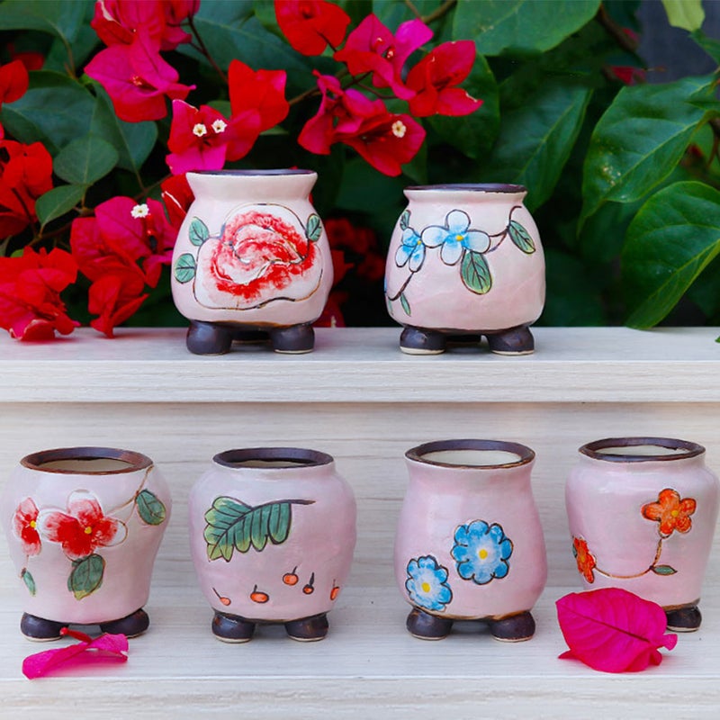 6Pcs Hand-painted Flowerpot Green Plants Flowerpot Gardening Supply - Image 4