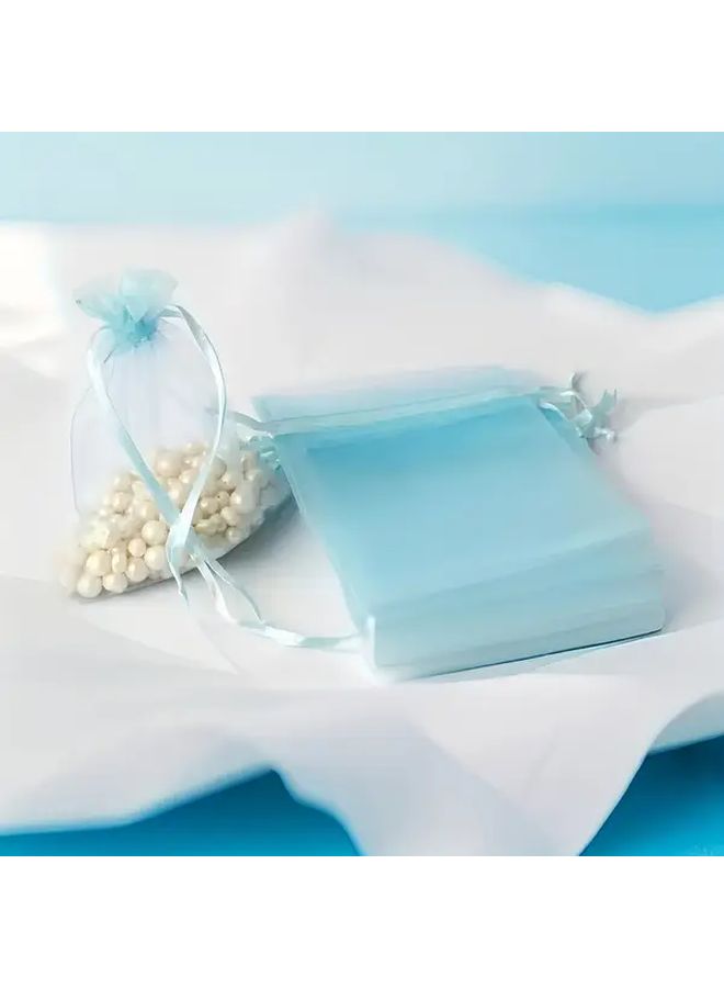 Sky Blue 100PCS Nylon Gift Bags For Jewelry Candy Packaging Birthday Valentine Wedding Decoration - Image 1