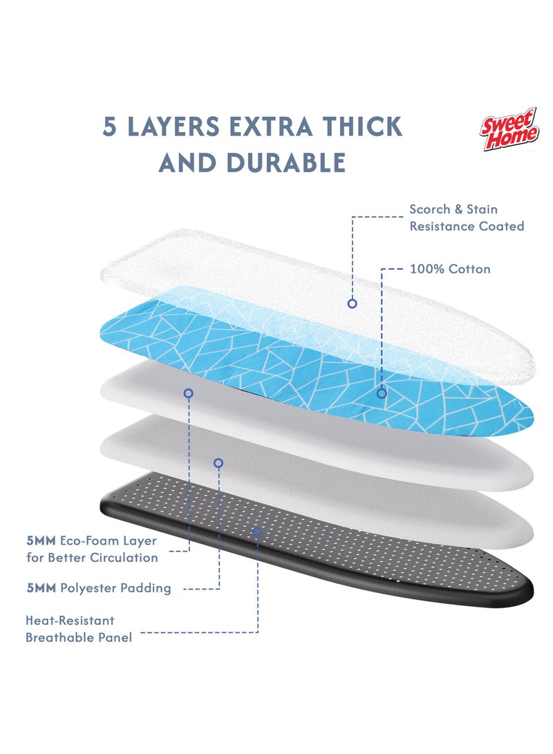 Sweet Home Ironing Board with Adjustable Height Mechanism Heat Resistant Foldable Ironing Board Cotton Cover Freestanding Heavy-Duty Non Slip Legs for Home, Laundry Room or Dormitory Use - Image 5