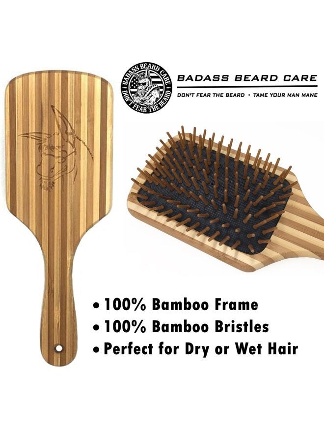 Badass Beard Care Wood Bristle Beard Brush For Men - Anti-static, 100% Bamboo & Light Weight - Image 3