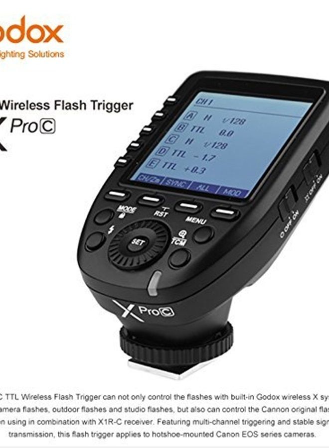 Godox Xpro-C TTL Wireless Flash Trigger Compatible for Canon EOS Cameras, Support 1/8000s HSS, 5 Dedicated Groups Buttons, Large Dot-Matrix LCD Display - Image 2