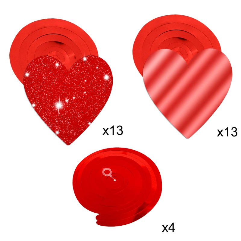 Konsait 30pcs Valentine's Day Glitter Heart Hanging Swirl Decoration Valentine's Day Swirls Garland Red Hanging Ceiling Decor for Valentines Wedding Bridal Shower Engagement Party Favor Supplies Decor - Image 2