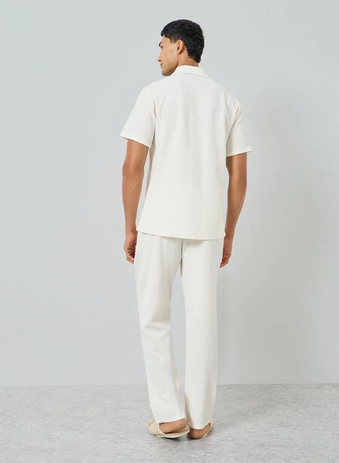 Take Two Men Textured Spread Collar Shirt and Pants Co-Ords