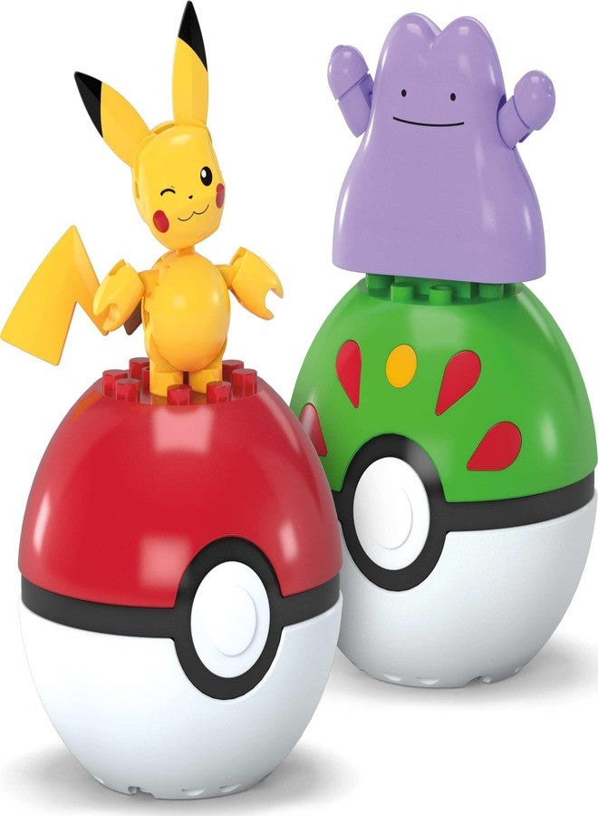 Mega Brands MEGA Pokémon Action Figure Building Toys Set, Poké Ball 2-Pack, Pikachu and Ditto with 42 Pieces, for Kids - Image 3