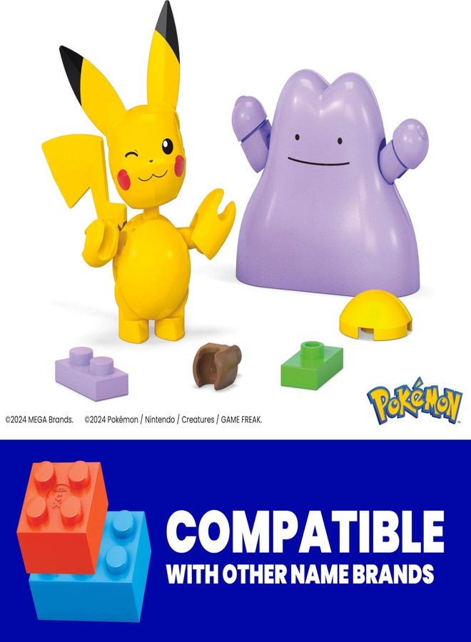 Mega Brands MEGA Pokémon Action Figure Building Toys Set, Poké Ball 2-Pack, Pikachu and Ditto with 42 Pieces, for Kids - Image 2