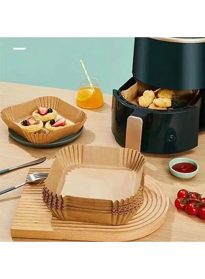 100pcs Square Non Stick Air Fryer Liners Baking Trays Dishwasher Safe - Image 1