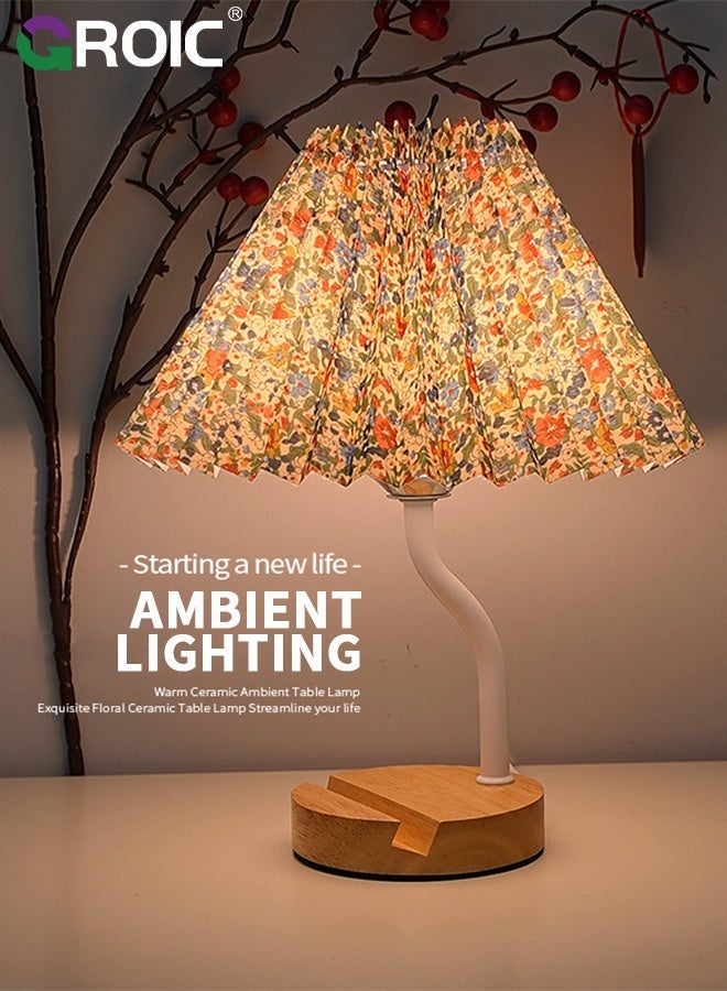 Bedside Touch Lamp with USB Ports, Modern 3 Way Dimmable Small Lamp with Flower Fabric Shade, Nightstand Lamp for Living Room, Bedroom, Kids' Room Decoration - Image 3