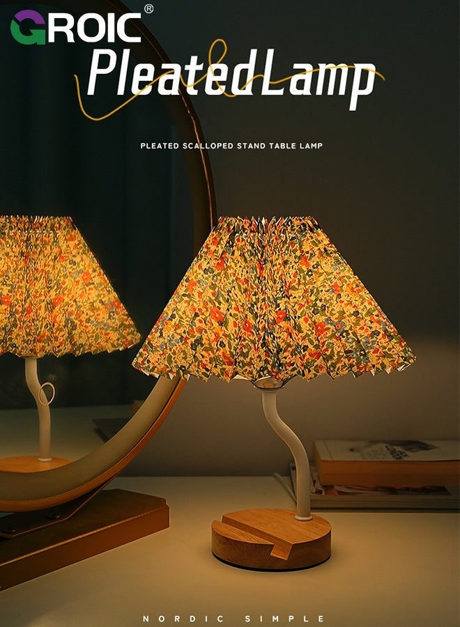 Bedside Touch Lamp with USB Ports, Modern 3 Way Dimmable Small Lamp with Flower Fabric Shade, Nightstand Lamp for Living Room, Bedroom, Kids' Room Decoration - Image 2