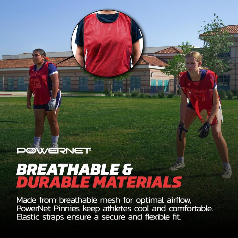 PowerNet Training Mesh Pinnies, Football Soccer Basketball Practice Jersey Vest, Lightweight Unisex Pinnies Youth & Adult - Image 5