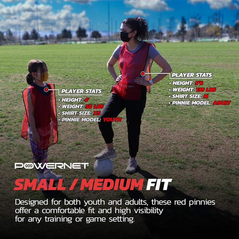 PowerNet Training Mesh Pinnies, Football Soccer Basketball Practice Jersey Vest, Lightweight Unisex Pinnies Youth & Adult - Image 4