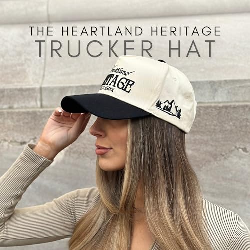 CITRUSY Vintage Western Trucker Hat | Men & Women | Embroidered Trendy Caps | Country Cute Hats for Cowgirls & Cowboys | Camo Denim Cotton Styles | Snapback Hat (Heartland Heritage | Black) - Image 4
