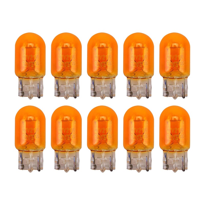 Hugwits 10 PCS T20 Halogen Bulbs 12V21W 7440 Single Filament UltraBright Turn Signal Tail Light Back Up Reverse Lights Replacement Universal for Cars Trucks SUVs Amber Monofilament - Image 3
