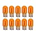 Hugwits 10 PCS T20 Halogen Bulbs 12V21W 7440 Single Filament UltraBright Turn Signal Tail Light Back Up Reverse Lights Replacement Universal for Cars Trucks SUVs Amber Monofilament - Image 2