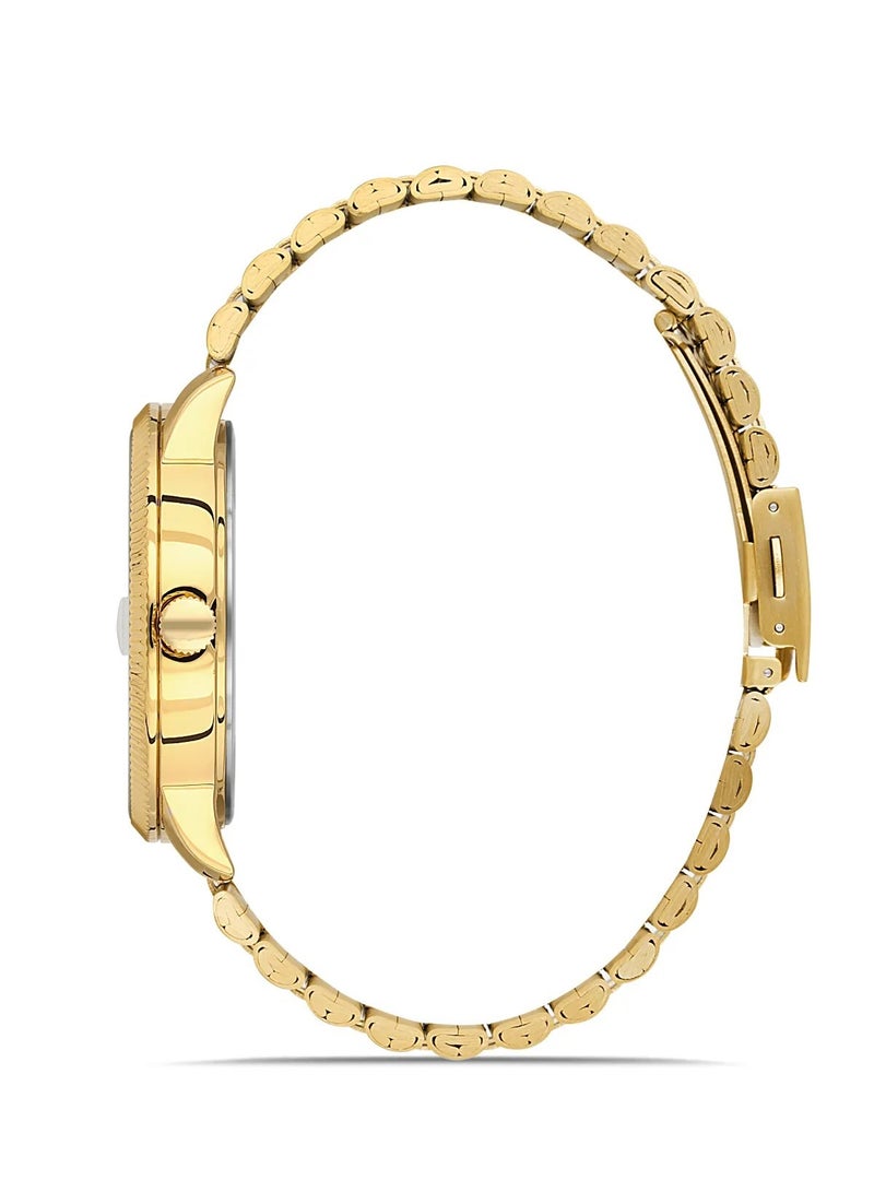 Omax Men's Gold Luxury Wrist Watch, Watches for Men, Stainless Watches, Steel Band, Date Black Round Dial, Waterproof Watch, 1 Year Warranty - Image 2