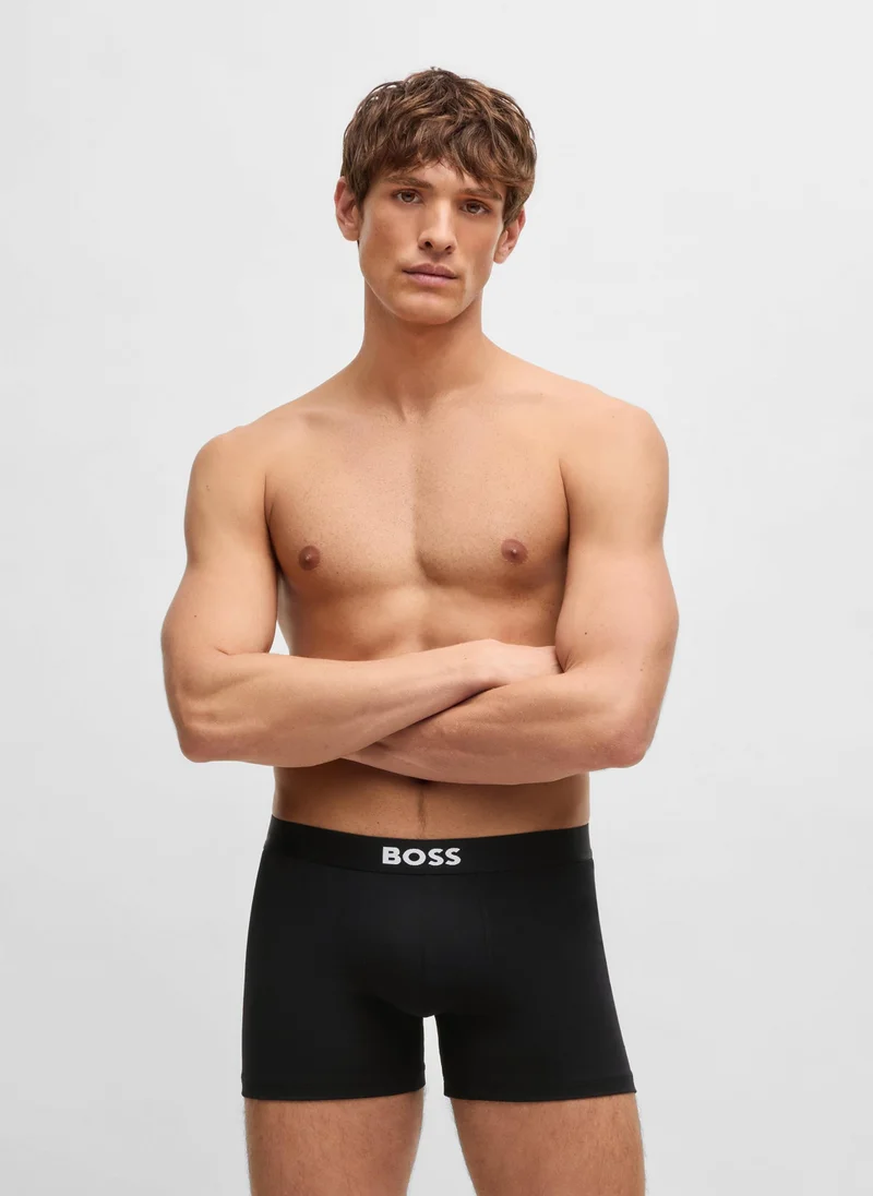بوس Three-pack of logo-waistband boxer briefs in stretch cotton