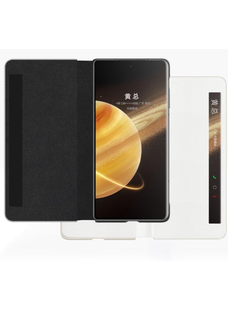 Compatible with Honor Magic V3 Case Premium Smart View Window Flip Stand Leather Phone Case Ultra Thin Full Cover With Vertical Bracket For Magic V3 (Black) - Image 4