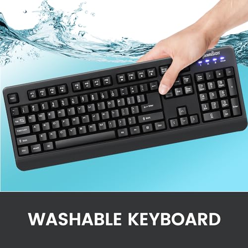 Perixx PERIBOARD-517 Wired Washable USB Keyboard, Certified with IP 65 Level, Black, US English Layout - Image 2
