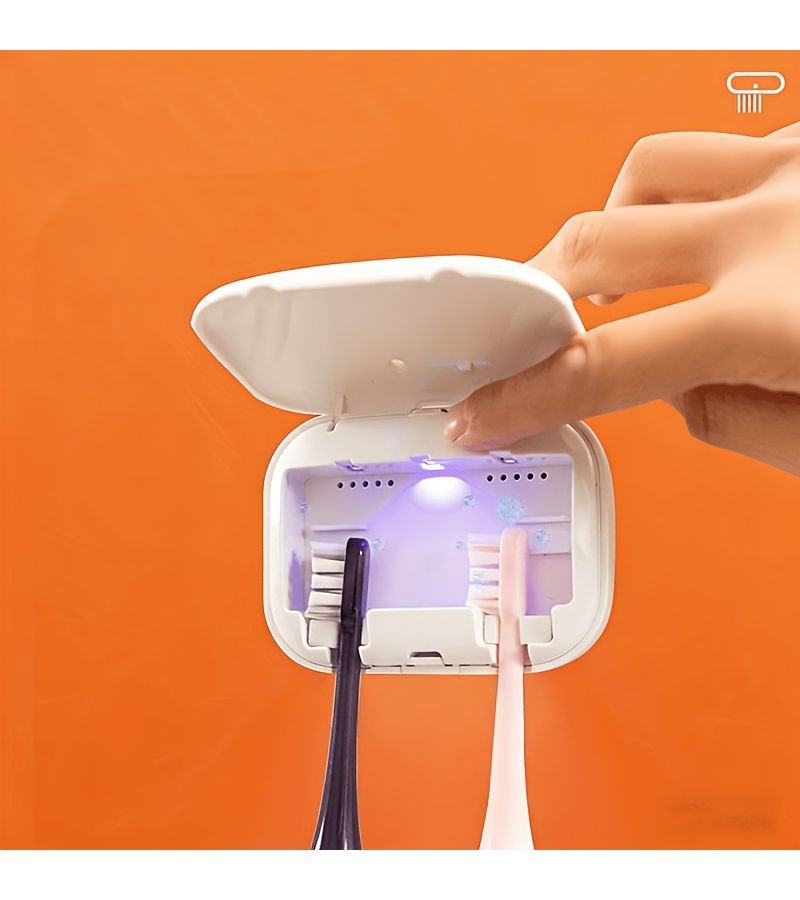 1pc Green Dual Slot Toothbrush Sanitizer With Stand Built In Rechargeable Battery Usb Charging Portable For Travel And Home Use - Image 3