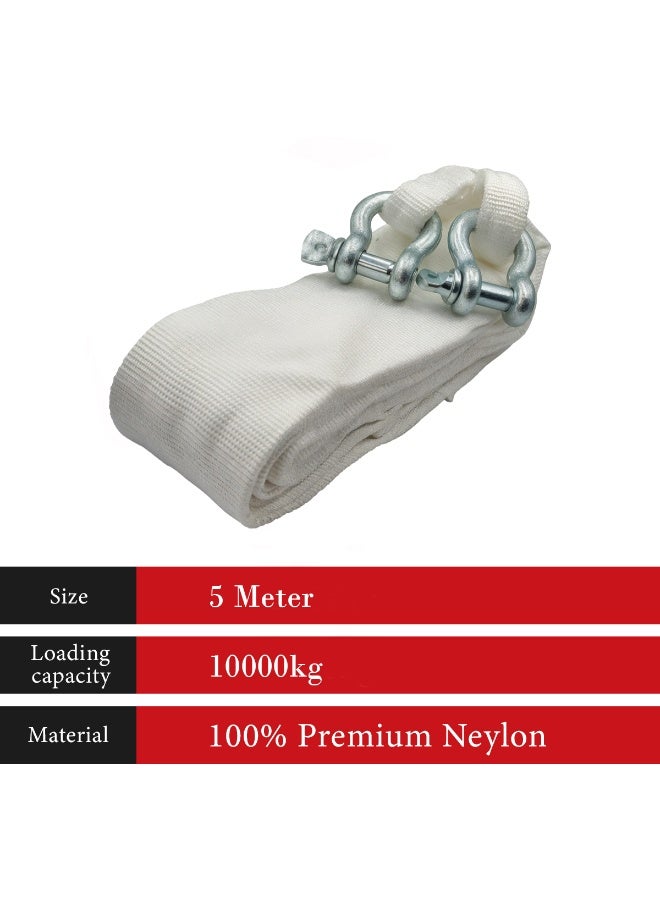 3XR 5 Meter Heavy Duty Vehicle Recovery Tow Strap 10000kg Nylon Towing Belt with Steel D Shackles for Car SUV Jeep 4x4 Off Road Rescue Emergency Pulling Strap for Desert Mud Snow Jungle Towing Recovery Assistance High Strength Wide Webbing Shock Absorbi - Image 2