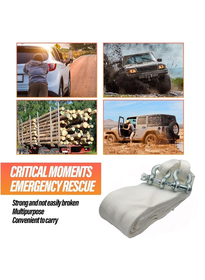 3XR 5 Meter Heavy Duty Vehicle Recovery Tow Strap 10000kg Nylon Towing Belt with Steel D Shackles for Car SUV Jeep 4x4 Off Road Rescue Emergency Pulling Strap for Desert Mud Snow Jungle Towing Recovery Assistance High Strength Wide Webbing Shock Absorbi - Image 3