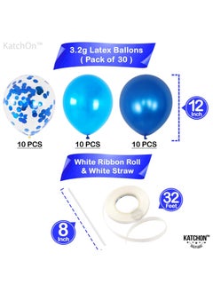 KATCHON Blue and White Latex Balloons for Party Decoration Pack of 30  - Image 2