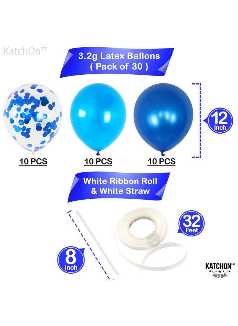 KATCHON Blue and White Latex Balloons for Party Decoration Pack of 30  - Image 2