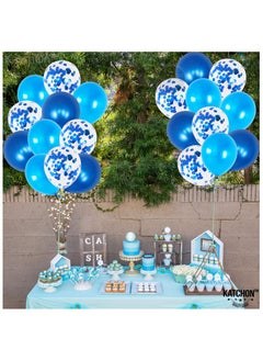 KATCHON Blue and White Latex Balloons for Party Decoration Pack of 30  - Image 3