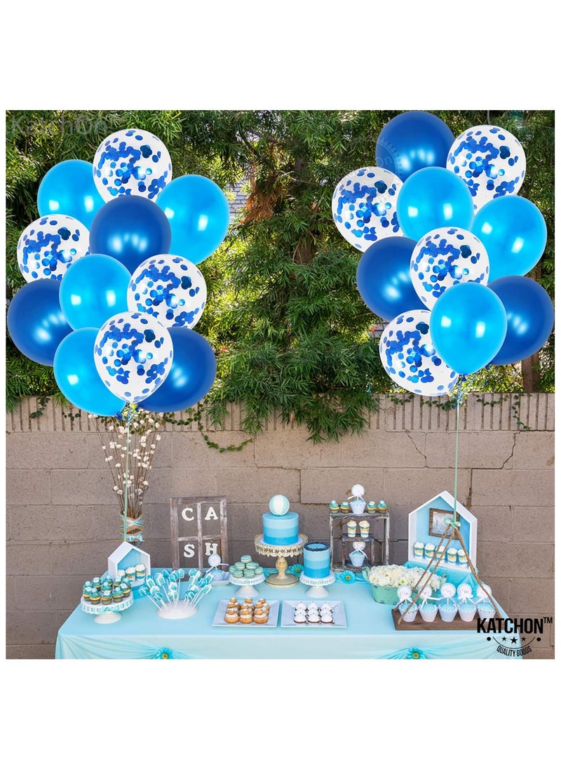 KATCHON Blue and White Latex Balloons for Party Decoration Pack of 30  - Image 3