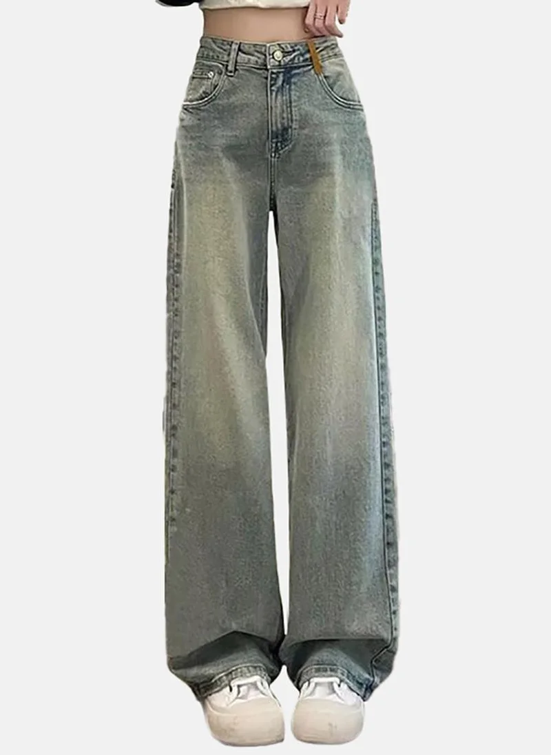 يونيكي Blue Solid Mid Rise Relaxed Fit Jeans