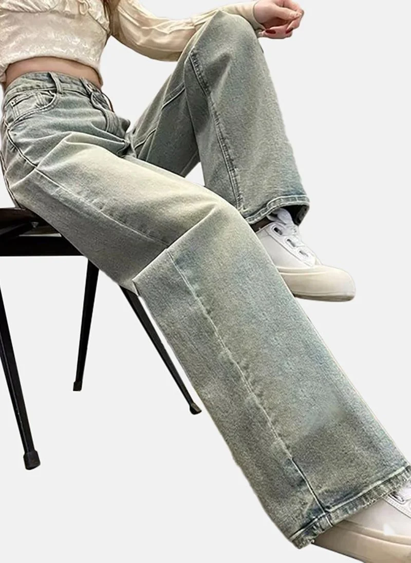 يونيكي Blue Solid Mid Rise Relaxed Fit Jeans