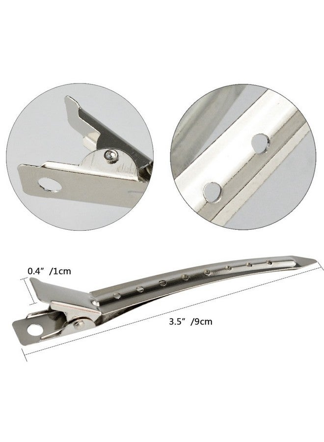 بانتوي 24 عبوة من مشابك منقار البط، مشابك شعر بانتوي المعدنية المقاومة للصدأ على شكل تمساح، مقاس 3.5 بوصة، مزودة بفتحات لتصفيف الشعر وتلوينه، لون فضي - Image 2