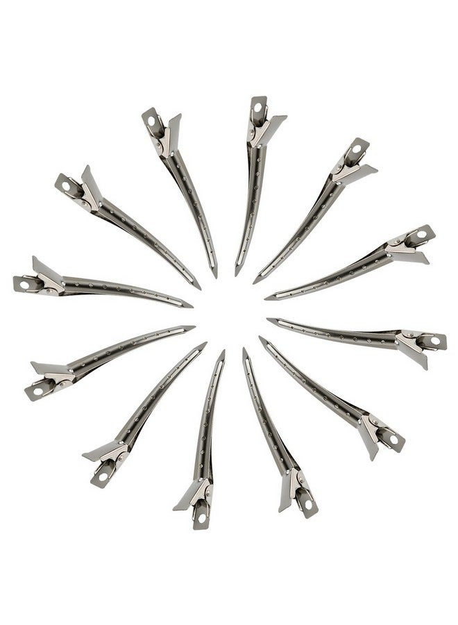 بانتوي 24 عبوة من مشابك منقار البط، مشابك شعر بانتوي المعدنية المقاومة للصدأ على شكل تمساح، مقاس 3.5 بوصة، مزودة بفتحات لتصفيف الشعر وتلوينه، لون فضي - Image 3