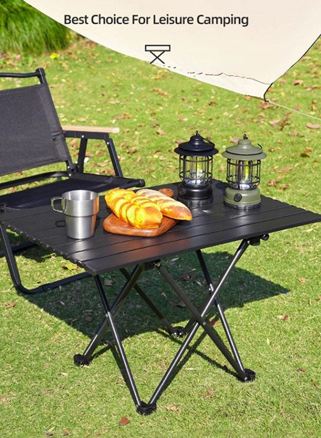 إسكدنيا طاولة تخييم قابلة للطي مع حقيبة حمل خفيفة الوزن طاولة معدنية صغيرة مربعة للتخييم للطعام في الهواء الطلق والنزهات والحفلات (أسود) - Image 5