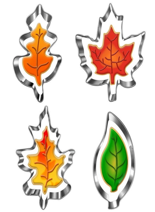LUBTOSMN Fall Leaf Cookie Cutter Set-4 Piece-Maple, Oak Leaf-Diswasher Safe-Fall Holiday Cookie Cutters Shapes for Baking - Image 1