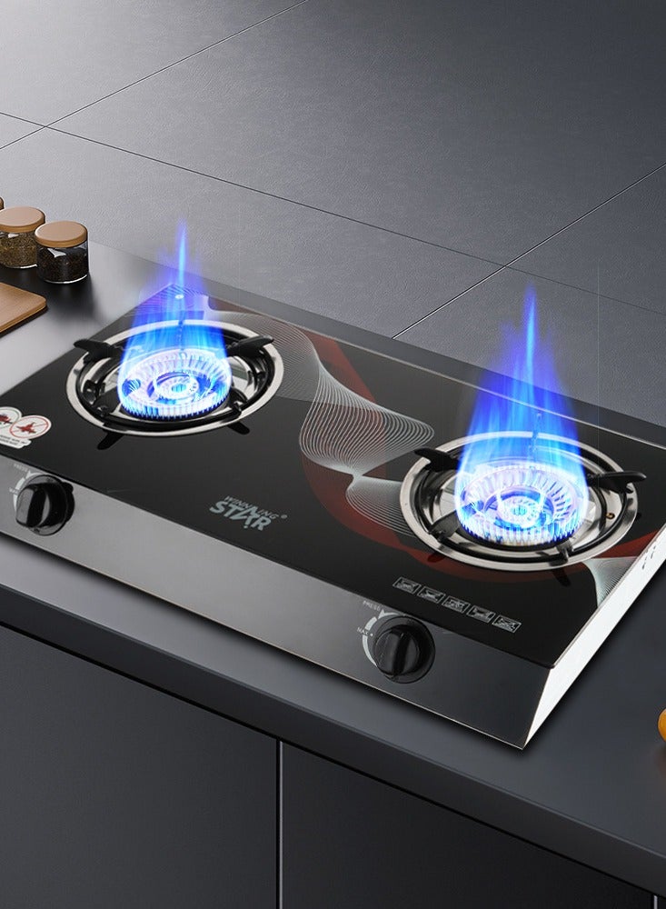 Winning Star 2 Burner Propane Gas Stove, High-Efficiency Tempered Glass Auto-Ignition Gas Burner Stove, Cooktop Burners for Camping BBQ Patio - Image 4