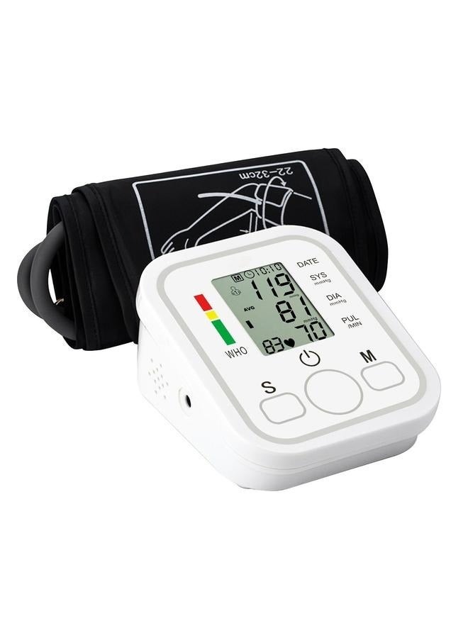 جهاز قياس ضغط الدم الإلكتروني، جهاز قياس ضغط الدم الجديد للذراع العلوي للاستخدام المنزلي، سوار قياس ضغط الدم، أبيض - Image 1