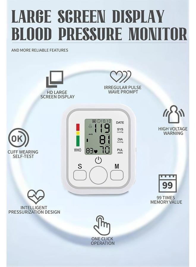 جهاز قياس ضغط الدم الإلكتروني، جهاز قياس ضغط الدم الجديد للذراع العلوي للاستخدام المنزلي، سوار قياس ضغط الدم، أبيض - Image 3