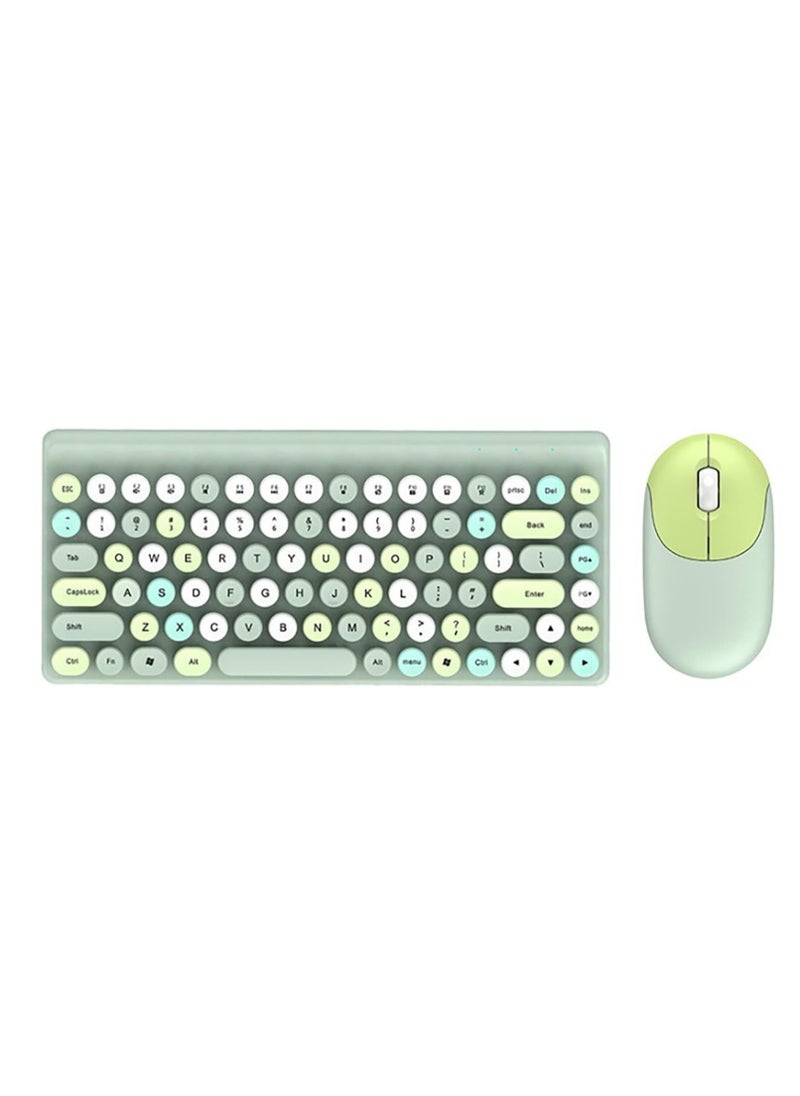 Forev - Wireless Keyboard and Mouse Set 2.4ghz , Cute Round Power Saving Wireless USB Keyboard Set, Ultra Thin for Home Laptop and Desktop Computer / Mac / Smart TV, 2*AA Battery Used - green - Image 1