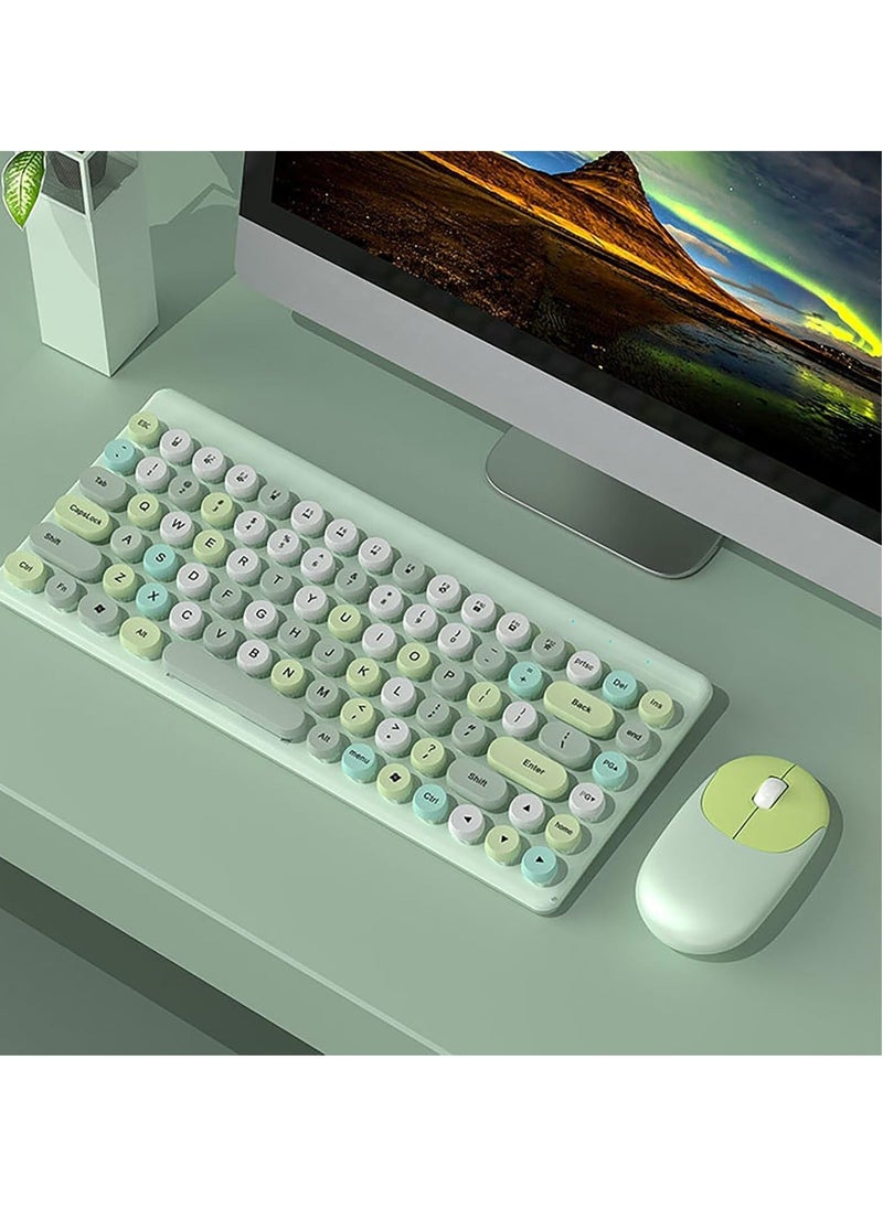 Forev - Wireless Keyboard and Mouse Set 2.4ghz , Cute Round Power Saving Wireless USB Keyboard Set, Ultra Thin for Home Laptop and Desktop Computer / Mac / Smart TV, 2*AA Battery Used - green - Image 1