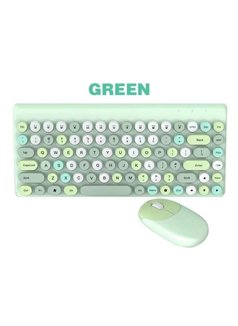 Forev - Wireless Keyboard and Mouse Set 2.4ghz , Cute Round Power Saving Wireless USB Keyboard Set, Ultra Thin for Home Laptop and Desktop Computer / Mac / Smart TV, 2*AA Battery Used - green - Image 1