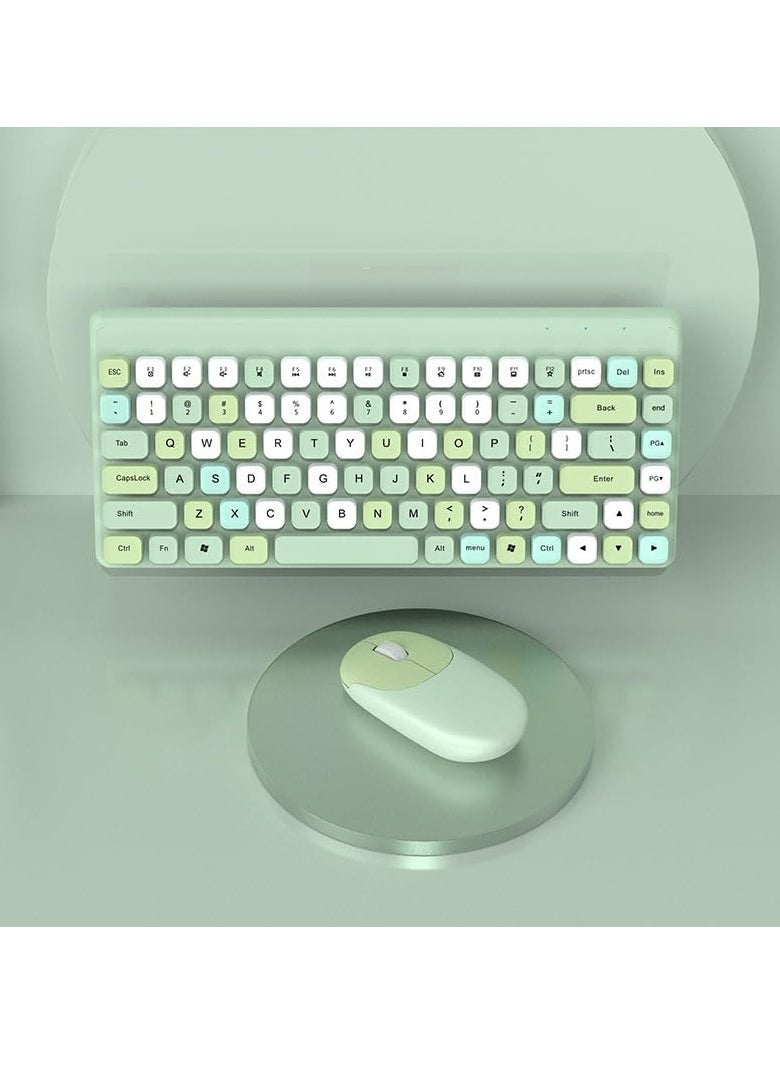 Forev - Wireless Keyboard and Mouse Set 2.4ghz , Cute Round Power Saving Wireless USB Keyboard Set, Ultra Thin for Home Laptop and Desktop Computer / Mac / Smart TV, 2*AA Battery Used - green - Image 1