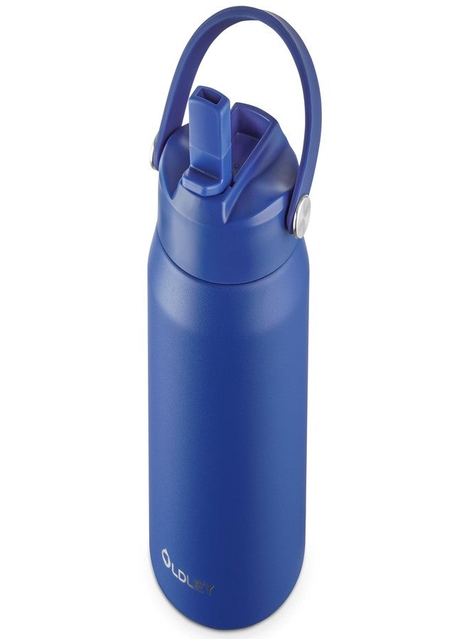 OLDLEY kids Water Bottle - 18oz Insulated Stainless Steel - Wide Straw Lid, Non Spill, Leakproof, Kids Water Bottle for School,Blue - Image 1