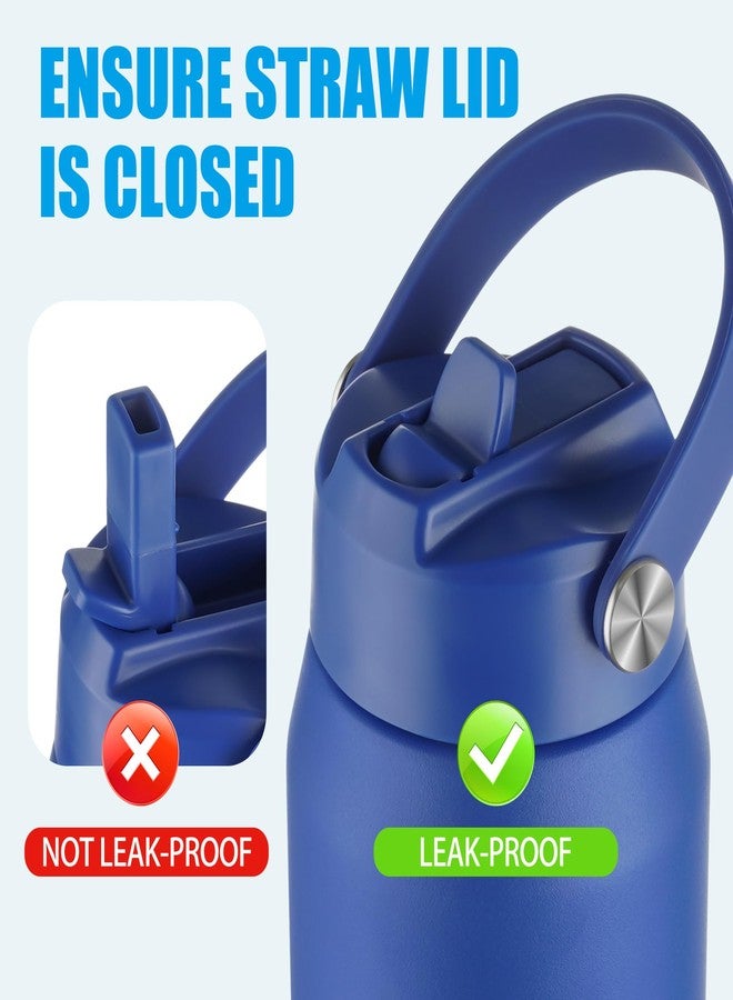 OLDLEY kids Water Bottle - 18oz Insulated Stainless Steel - Wide Straw Lid, Non Spill, Leakproof, Kids Water Bottle for School,Blue - Image 5
