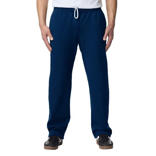 Gildan Adult Fleece Open Bottom Sweatpants with Pockets, Style G18300, Navy, 2X-Large - Image 1