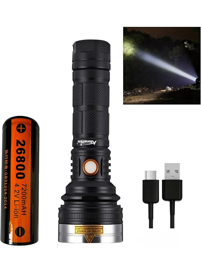 Abu Shanab Al Joker LED Flashlight Rechargeable Hunting Hiking Flashlight (700 Lumens 500 700m Range 26800 7200mAh Battery) - Image 1