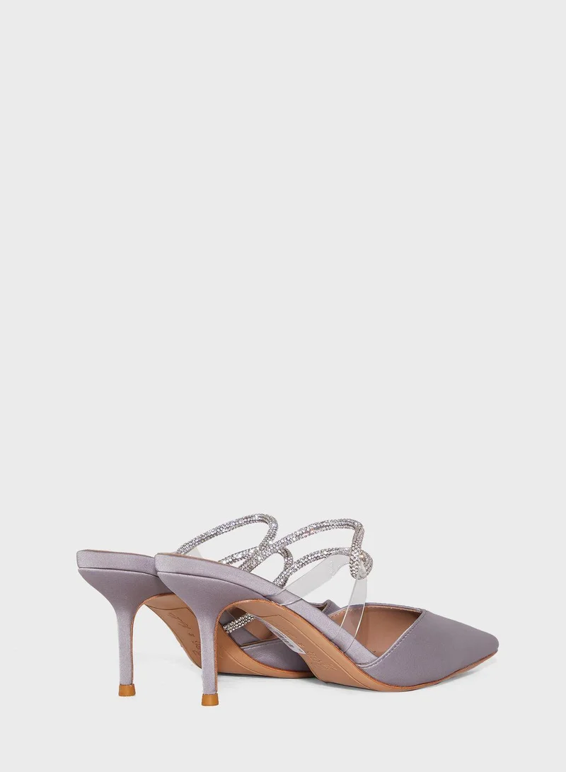 Nicoli Glitter Strap Mid Heel Sandals