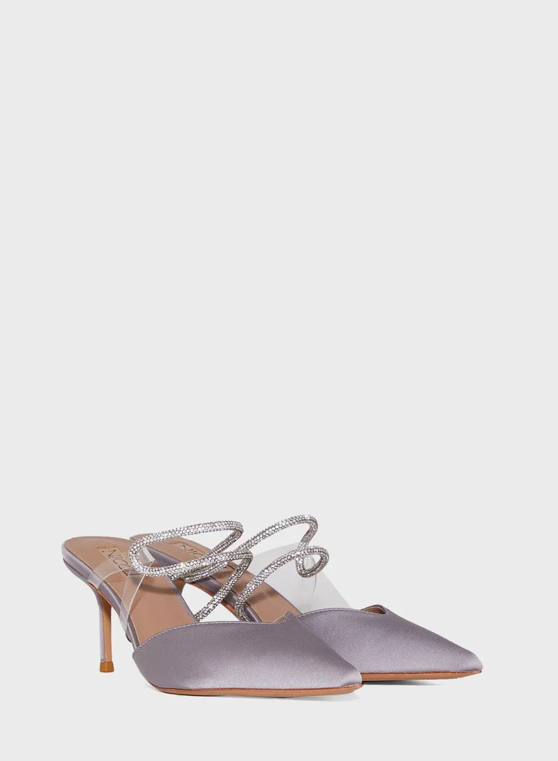 Nicoli Glitter Strap Mid Heel Sandals
