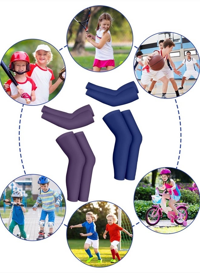 Leitee 8 أزواج من أكمام الساق الطويلة الضاغطة للأطفال وأكمام الذراع الضاغطة مرنة للشباب أكمام ضاغطة غير قابلة للانزلاق لفWraps الساق للأولاد والبنات كرة السلة كرة القدم الرياضة - Image 5