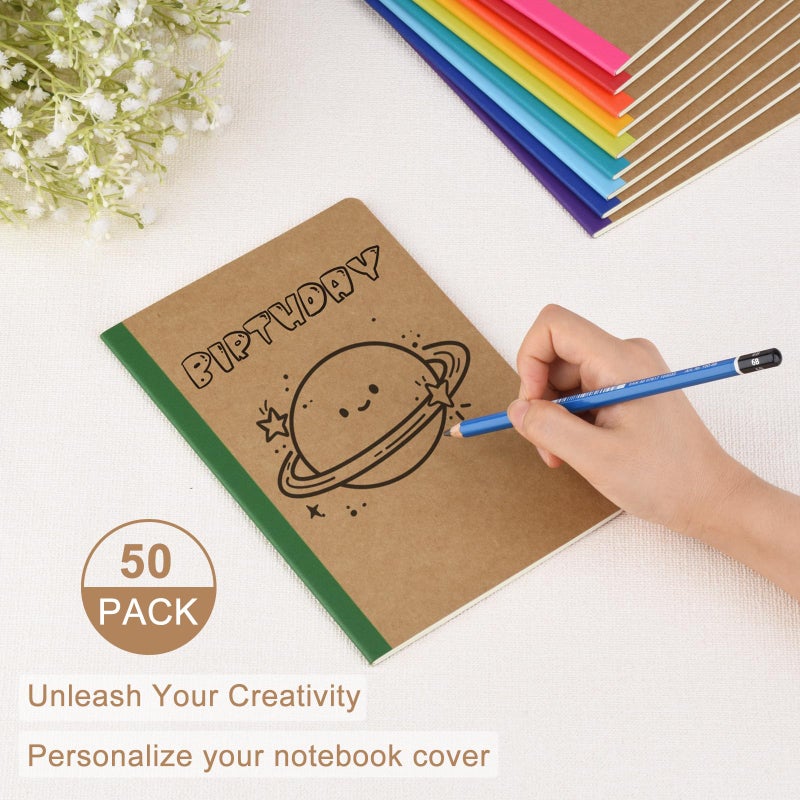 ZCZN 50 Pack Colorful Lined Notebooks Bulk, A5 Journals with 10 Colors, 60 Pages/30 Sheets, 8.3x5.5 Inch, College Ruled Paper, Travel Writing Journal Notebooks for Work,School(50 pack,10 colors) - Image 4
